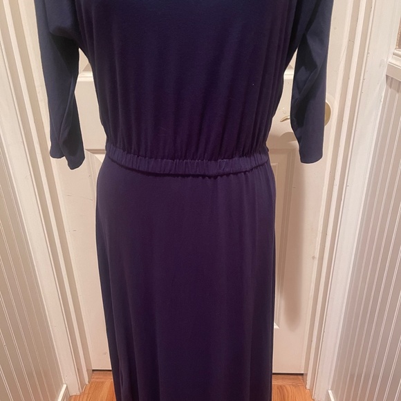 Soft Surroundings Sloane Open Back Cutout Maxi Dress Navy Blue Petite Small EUC - Picture 4 of 8